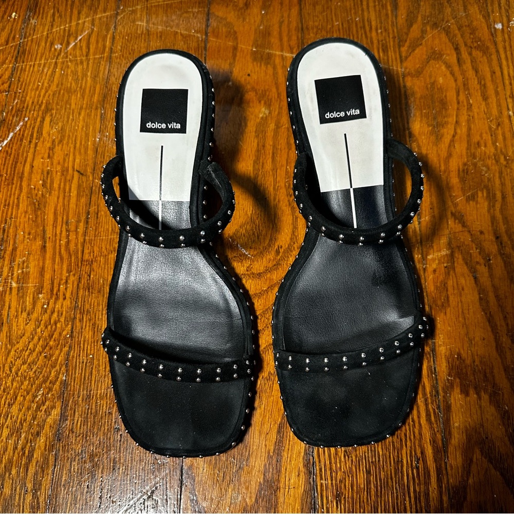 DOLCE VITA Size 8.5 Womens Sandals Black Double Strap Slides